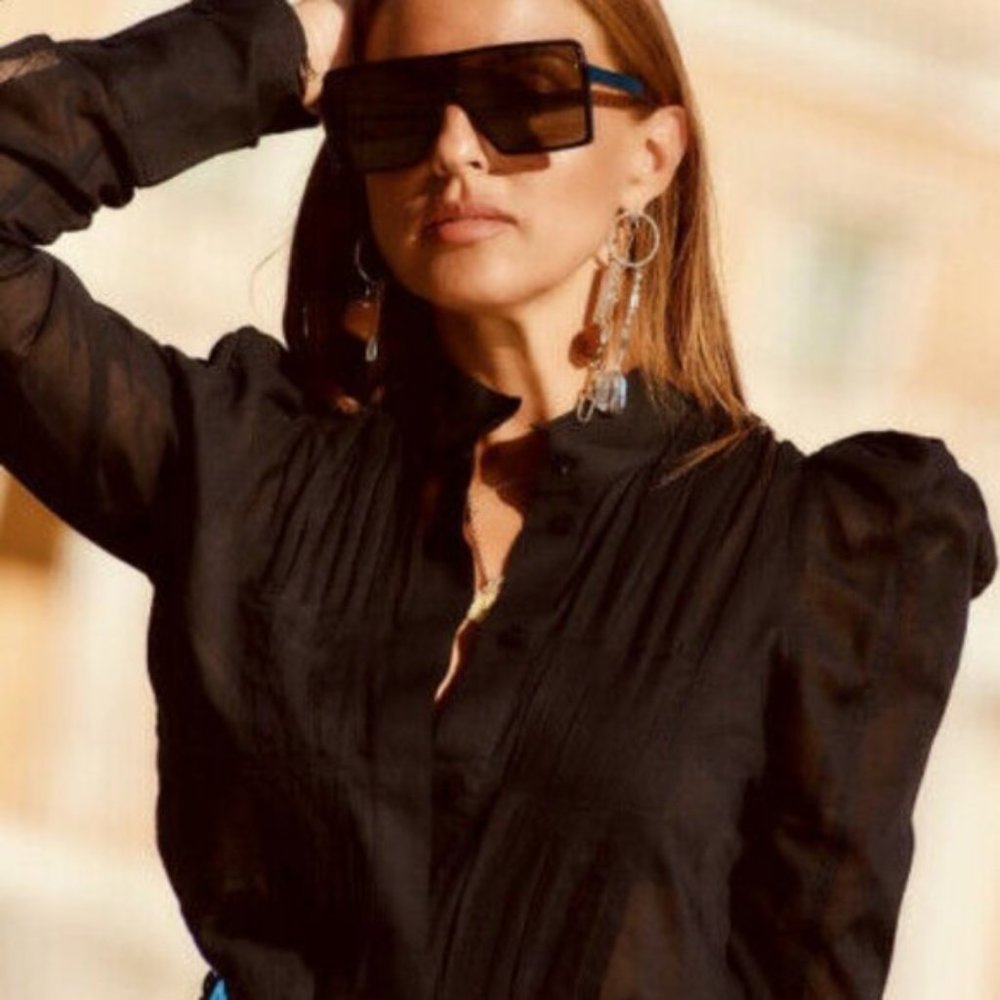 H&M STUDIO COLLECTION Puff-sleeved cotton blouse cocktail special occasion top